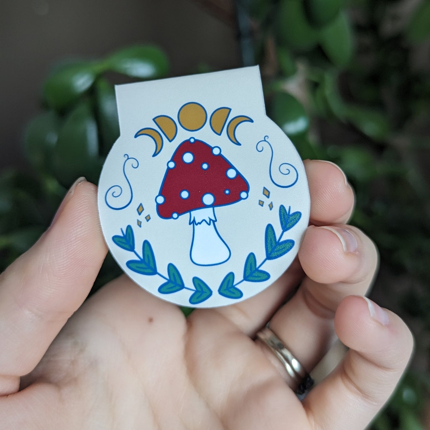 Mushroom and Moon Magnetic Bookmark