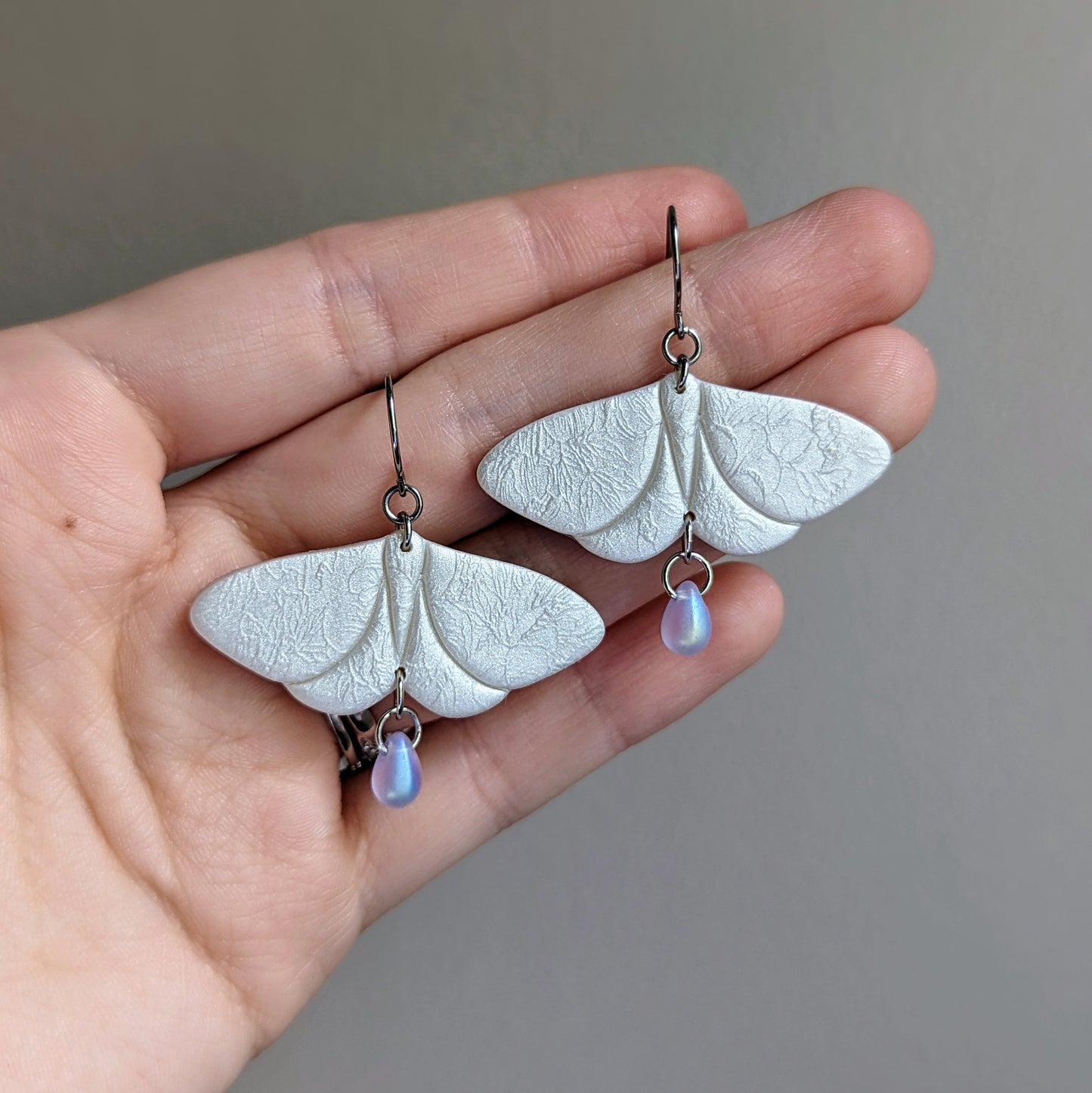 Dainty Moth Dangle Earrings