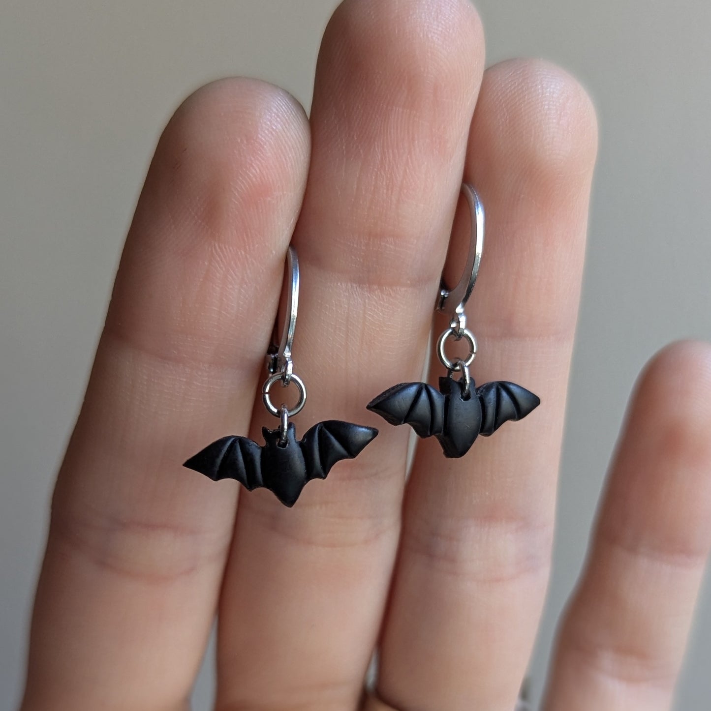 Black Bat Dangle Earrings