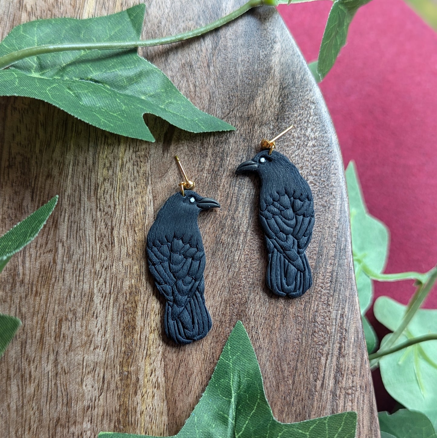 Large Raven Dangle Earrings