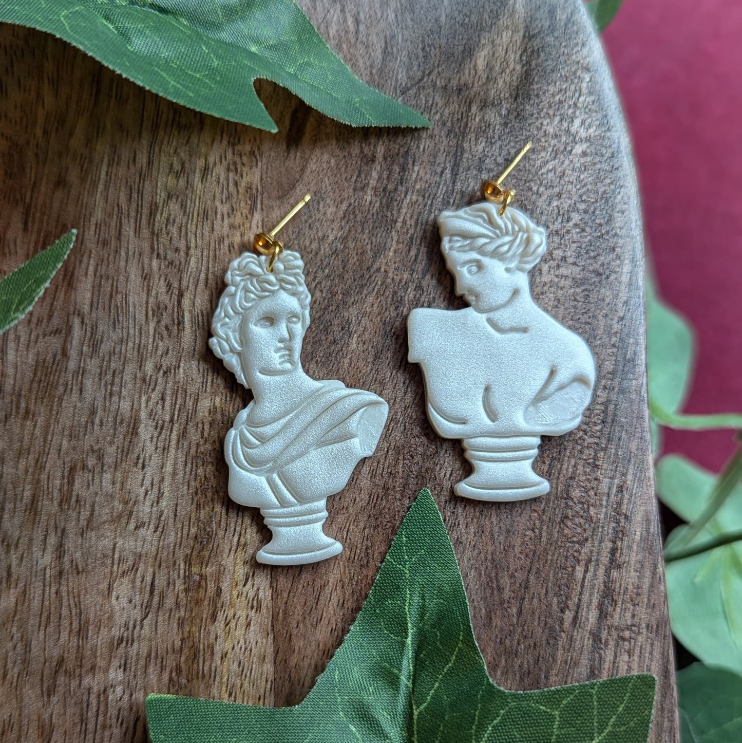 Mismatched Artemis and Apollo Statue Stud Earrings