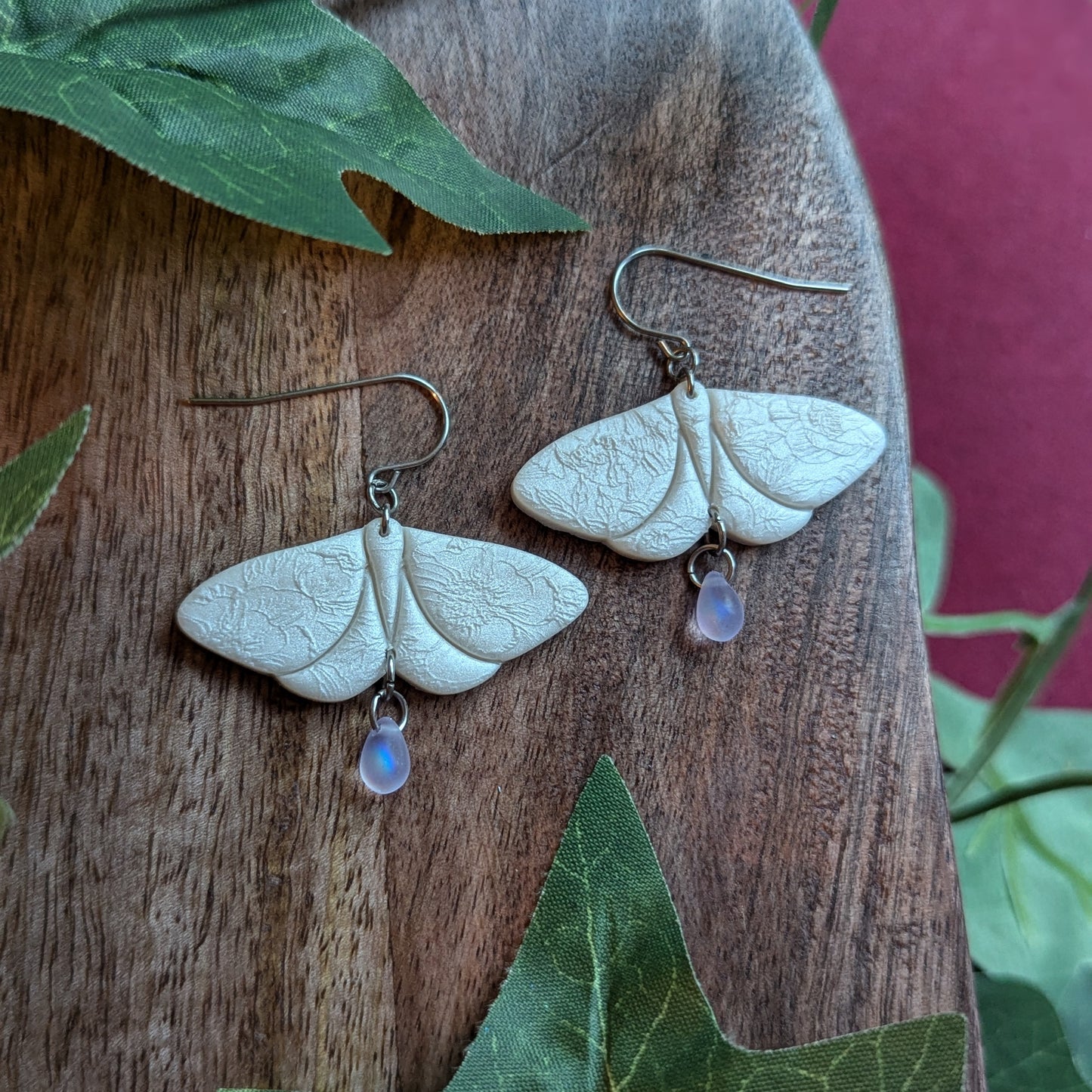 Dainty Moth Dangle Earrings