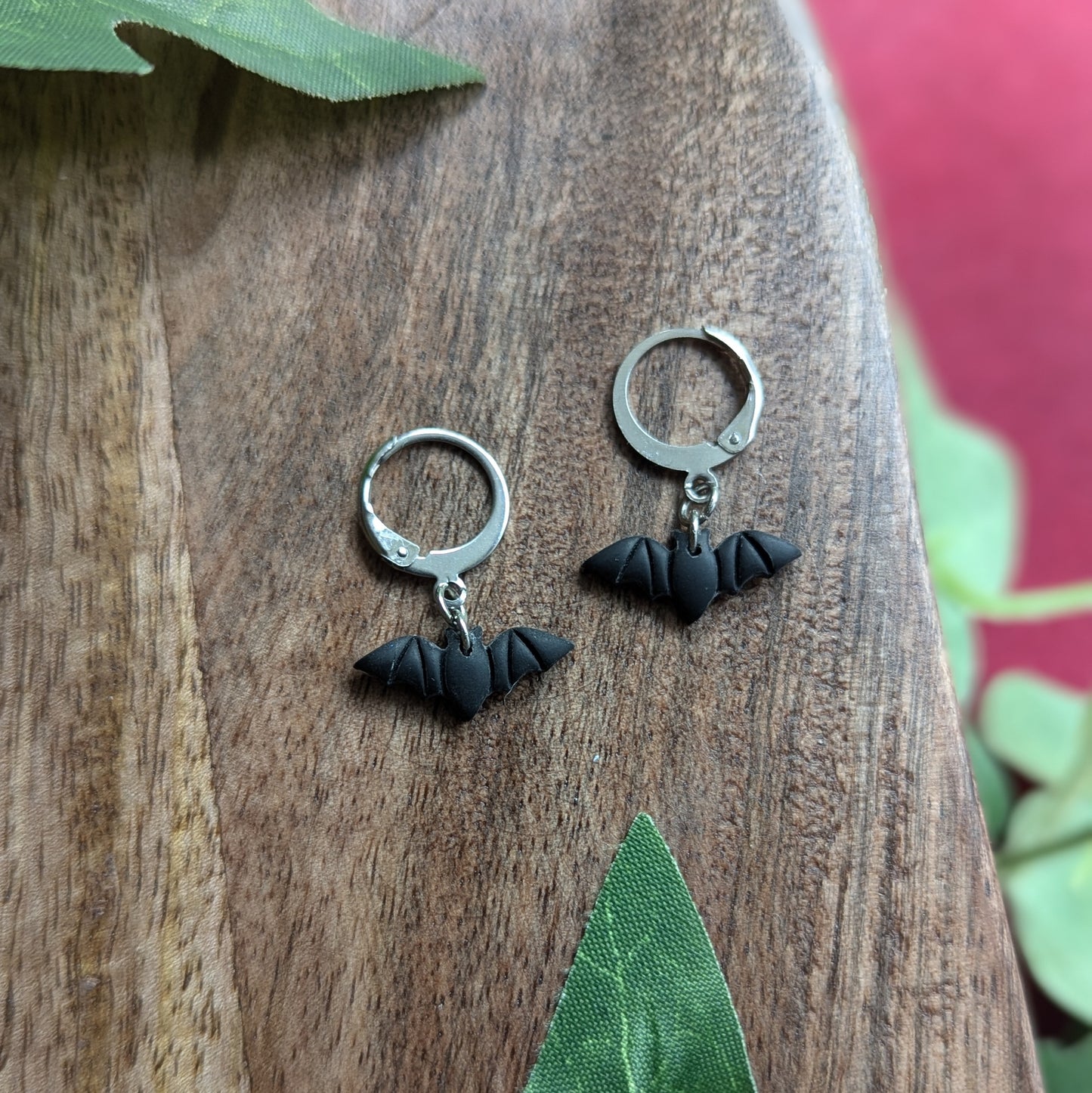 Black Bat Dangle Earrings