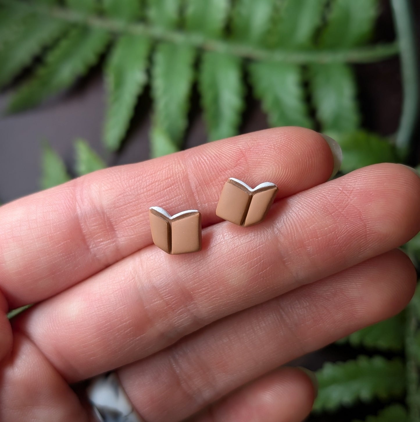 Brown Open Book Studs