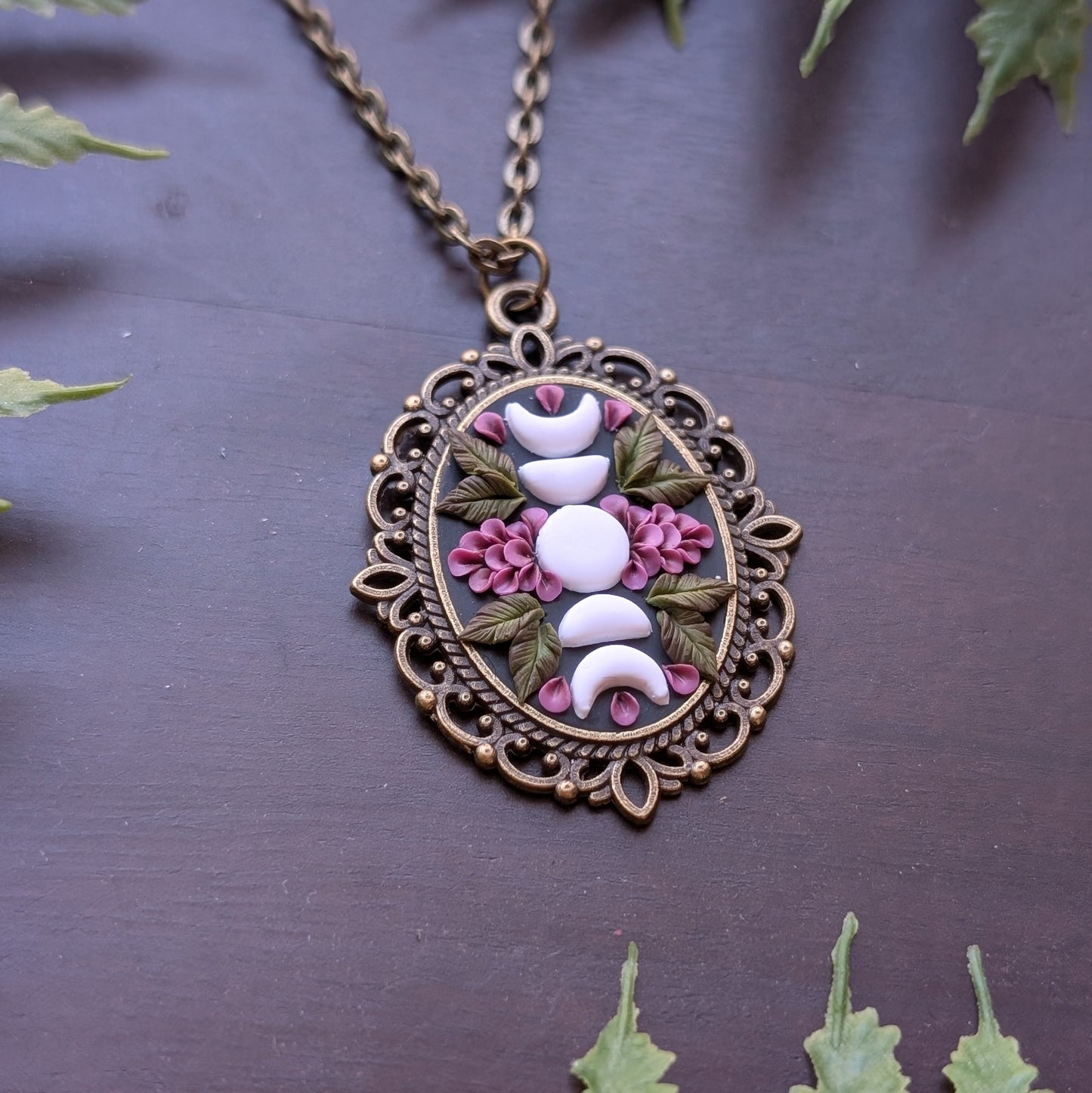 Moon Phase Brass Pendant