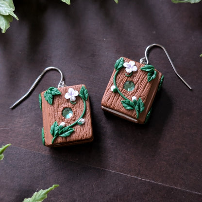 Forest Spell Book Dangle Earrings