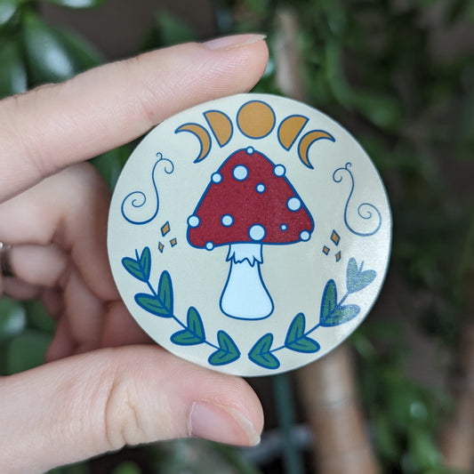 Mushroom and Moon Sticker