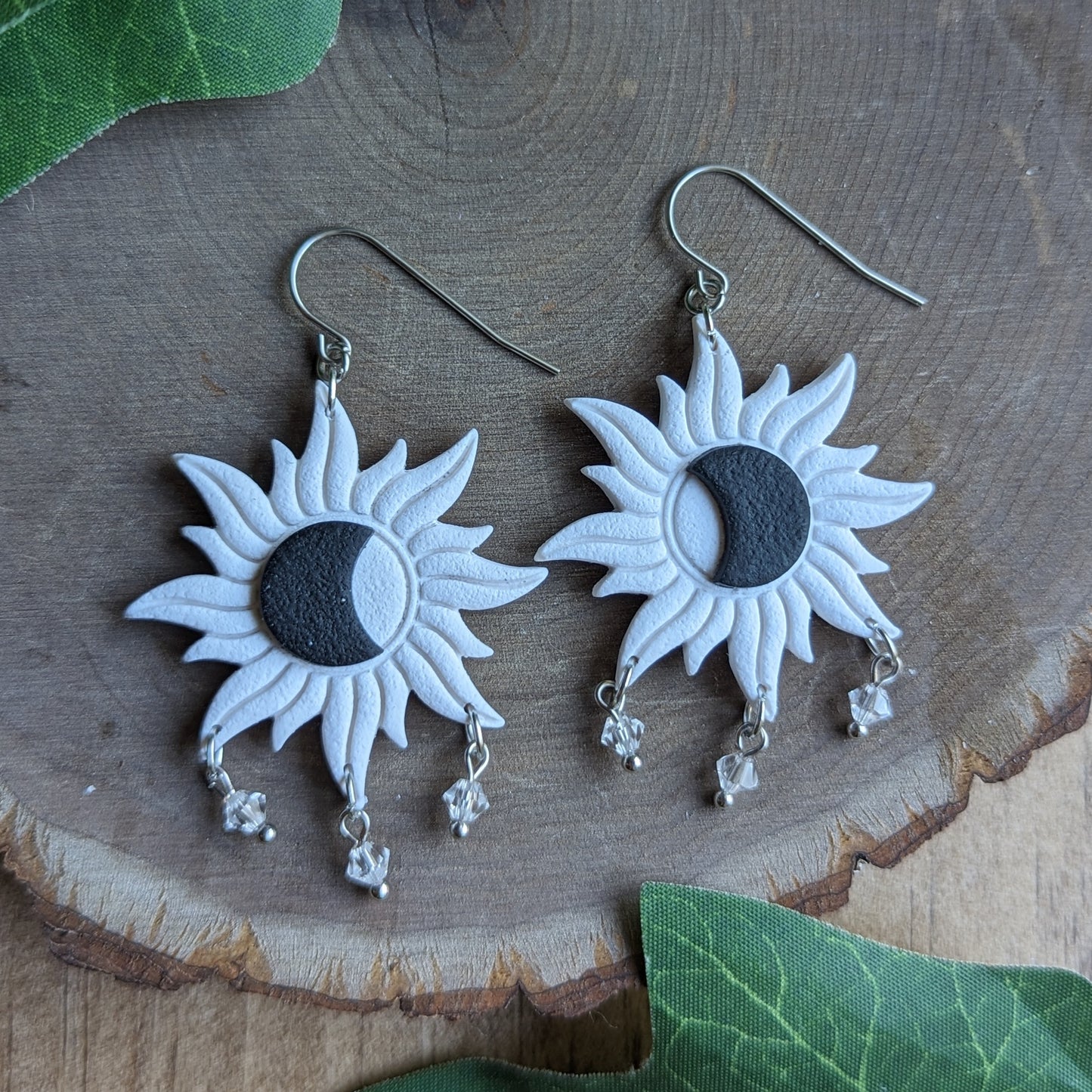 White Sun and Moon Dangle