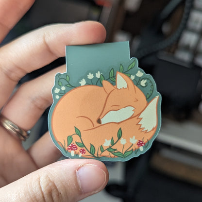 Sleepy Fox Magnetic Bookmark