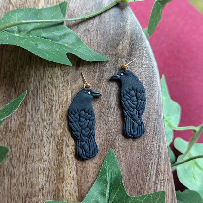 Large Raven Dangle Earrings