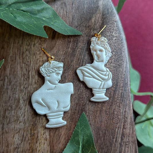 Mismatched Artemis and Apollo Statue Stud Earrings