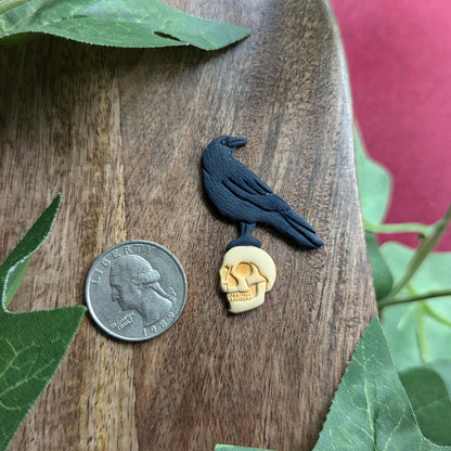 Raven on Skull Pin