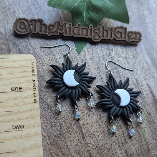 Black Sun and Moon Dangle