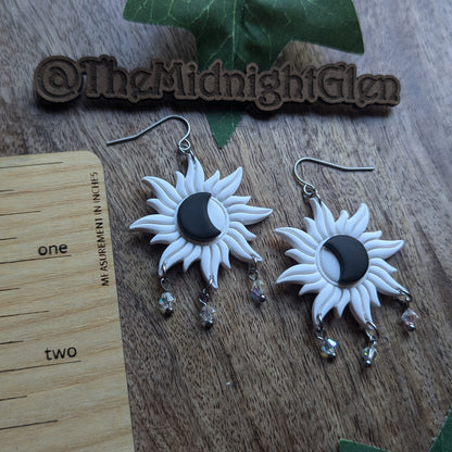 White Eclipse Dangle Earrings