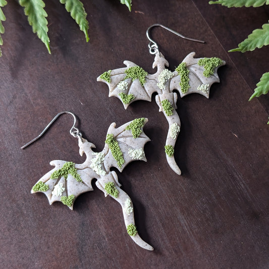 Large Mossy Dragon Dangle Earrings