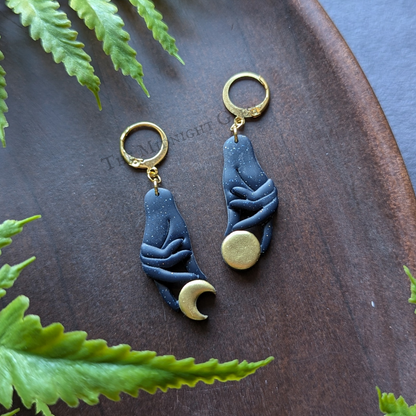 Mismatched Celestial Hand Dangle Earrings