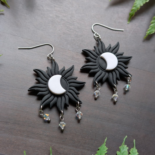Black Eclipse Dangle Earrings