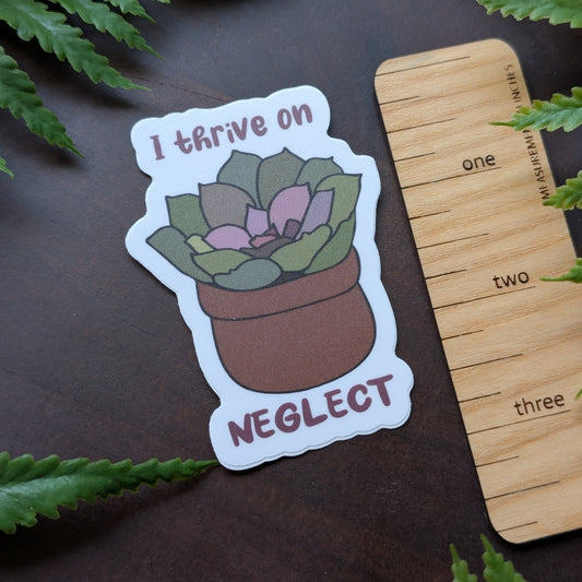 I Thrive On Neglect Succulent 2.75 Inch Waterproof Vinyl Sticker