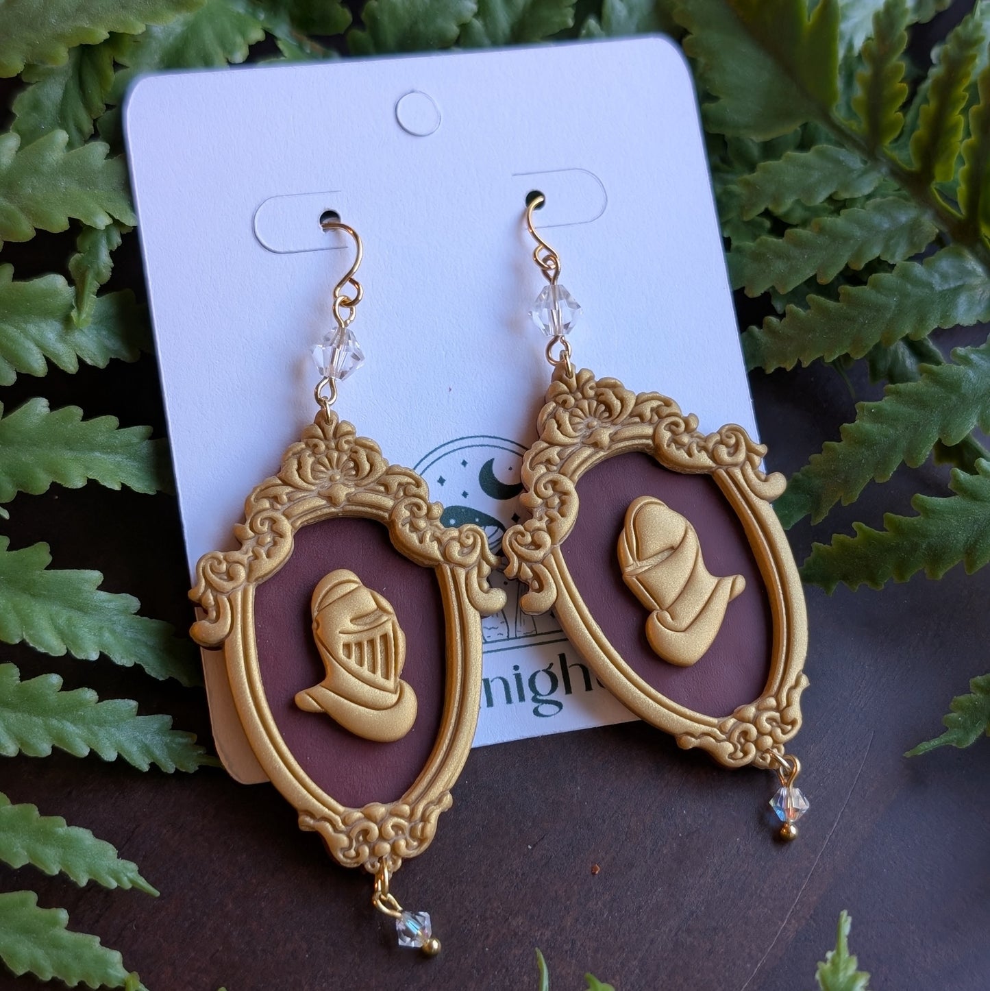 Mismatched Framed Knight Dangle Earrings