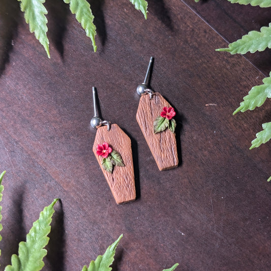 Floral Coffin Dangle Earrings