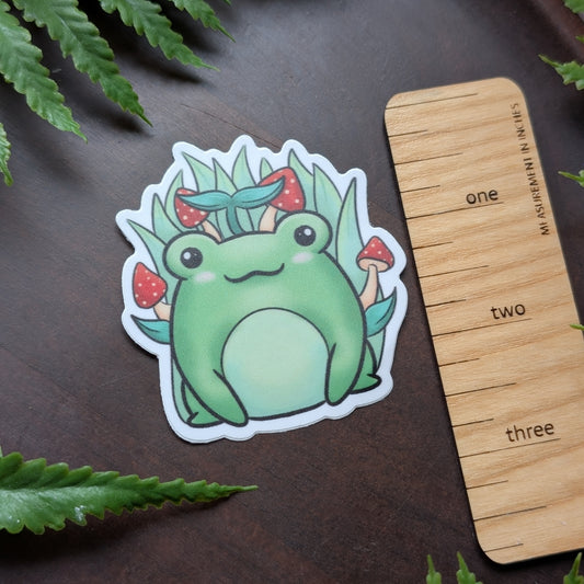 Frog and Mushroom 2.5 Inch Waterproof Vinyl Sticker