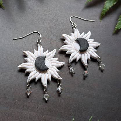 White Eclipse Dangle Earrings