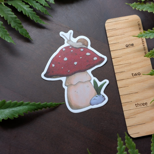 Snail on a Mushroom 2.75 Inch Waterproof Vinyl Sticker