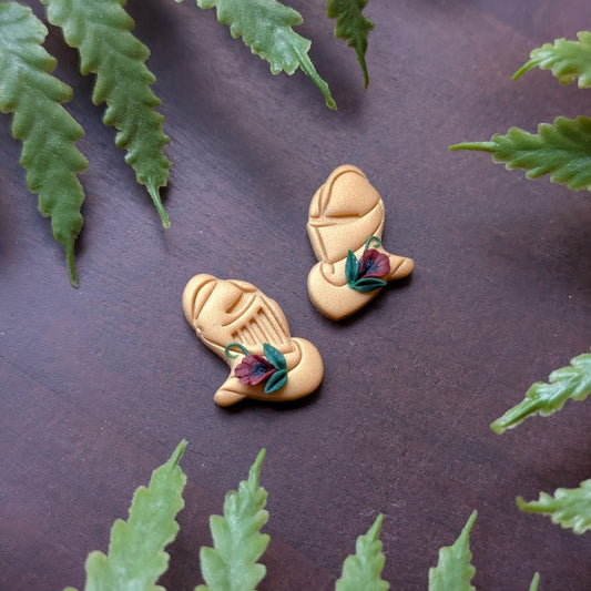 Floral Golden Knight Studs