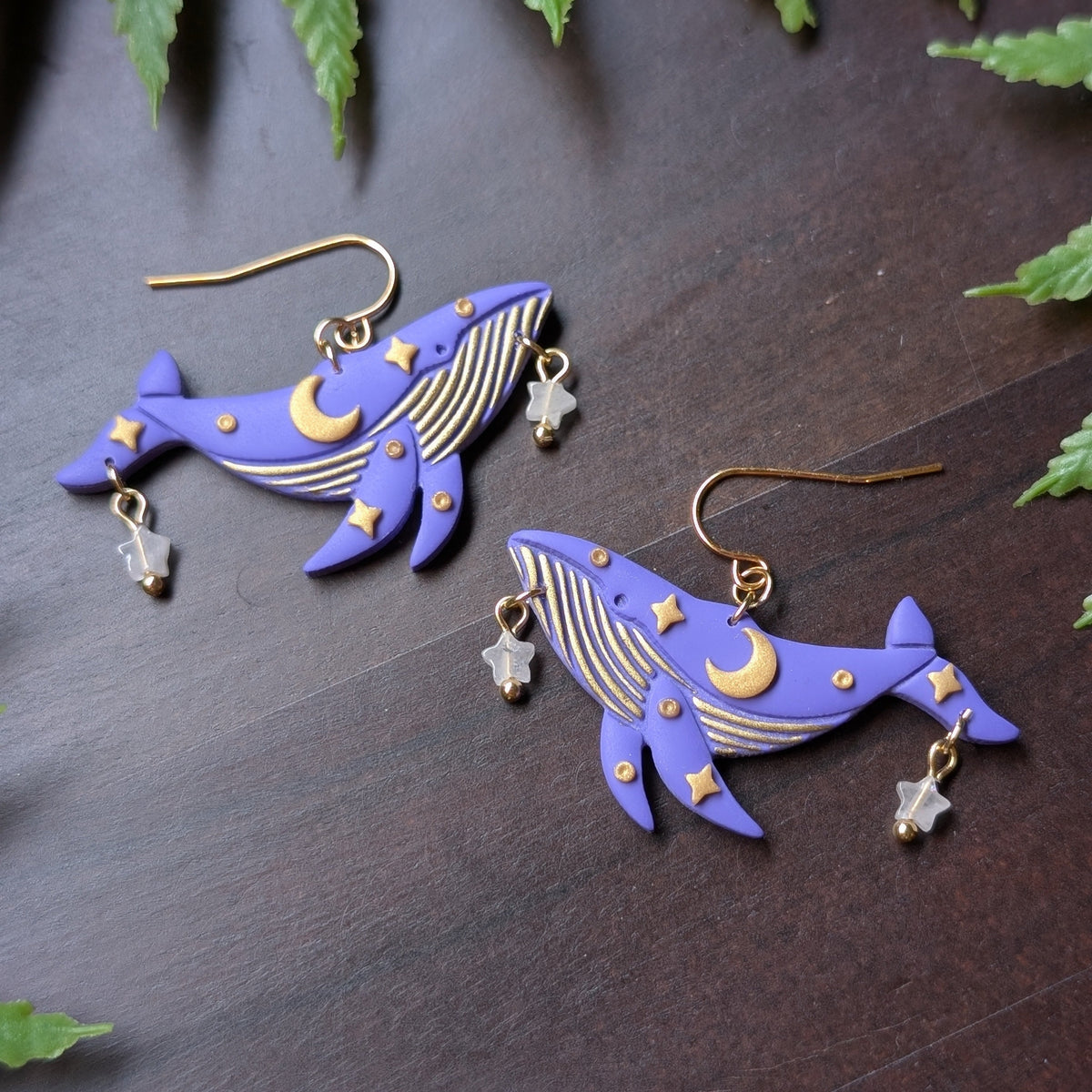 Purple Celestial Whale Dangle with Rose Quartz