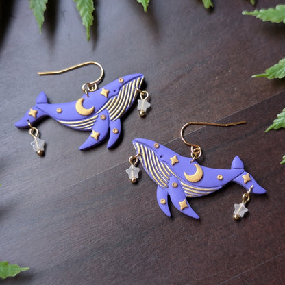 Purple Celestial Whale Dangle with Rose Quartz