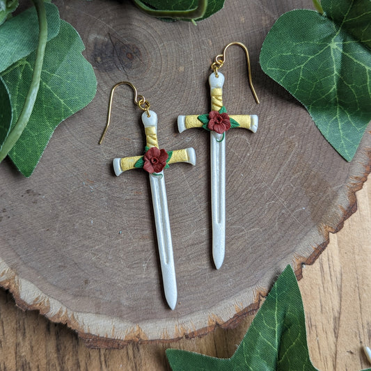 White and Gold Sword Dangles