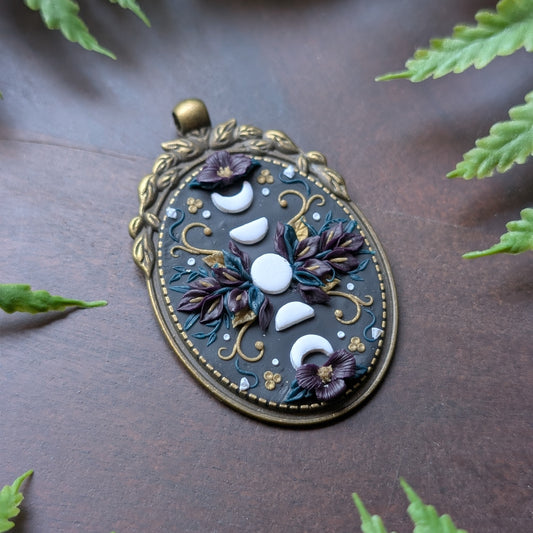 XL Moon Phase Brass Pendant