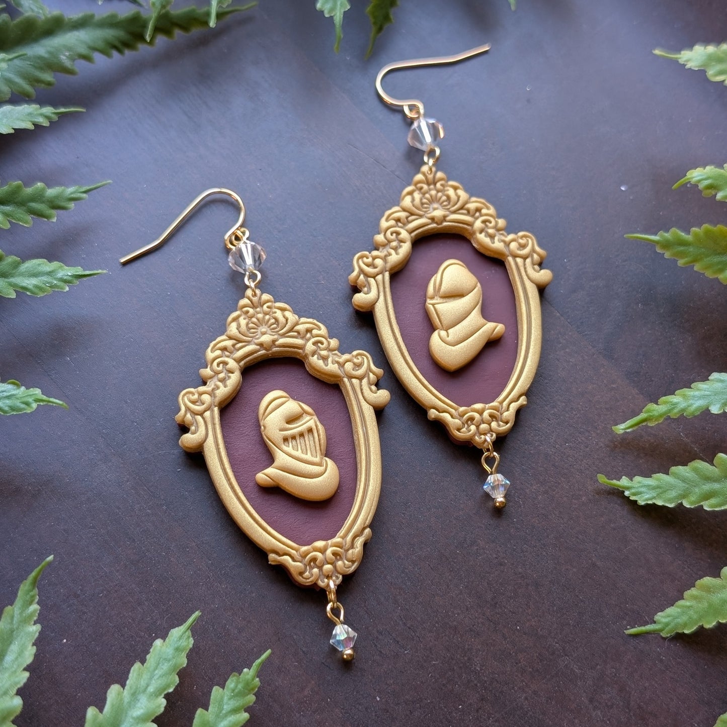 Mismatched Framed Knight Dangle Earrings