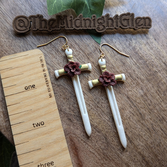 White and Gold Sword Dangles