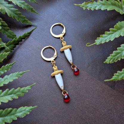 White and Gold Dagger Huggy with Blood Drop