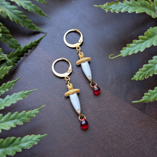 White and Gold Dagger Huggy with Blood Drop