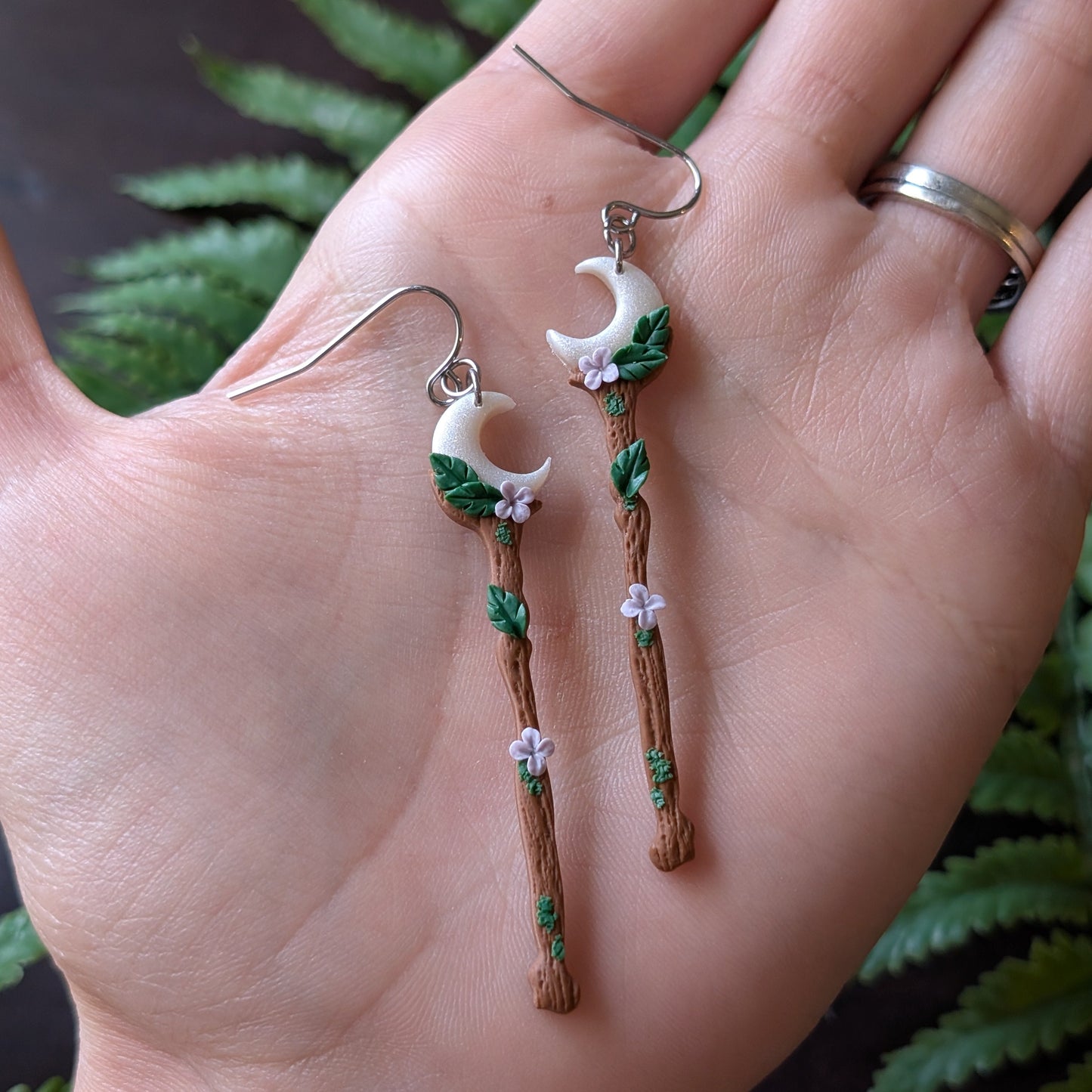 Moon Staff Dangle Earrings