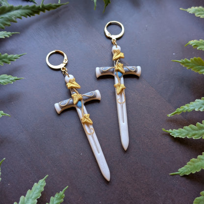 Golden Ivy Sword Dangle Earrings