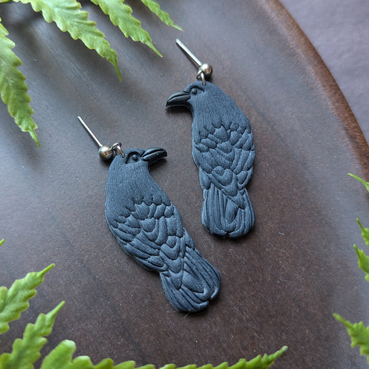 Large Raven Dangle Earrings