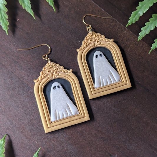 Large Framed Ghost Dangle Earrings