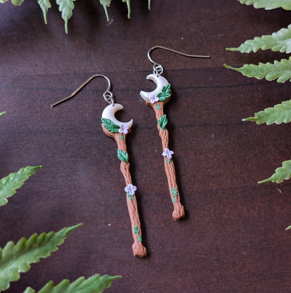 Moon Staff Dangle Earrings