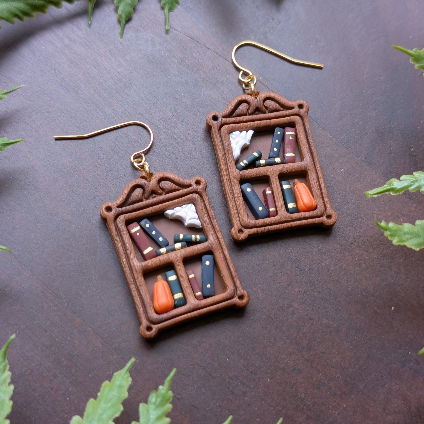 Spooky Bookshelf Dangle Earrings