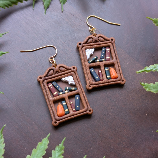 Spooky Bookshelf Dangle Earrings