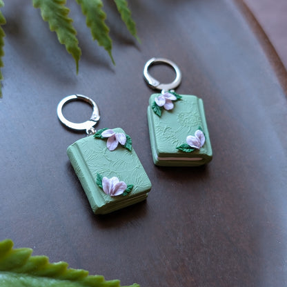 Floral Book Dangle Earrings
