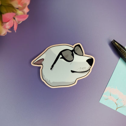 Dog in Sunglasses | Cute Husky Vinyl Sticker 2.5 inches | Laptop and Water Bottle Decal