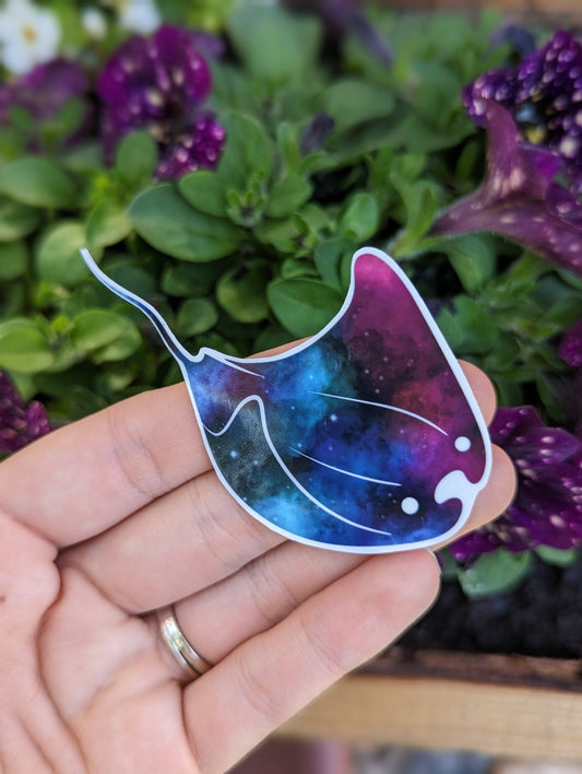 Galaxy Manta Ray Water Resistant Vinyl Sticker 2.5 inch Water Bottle Laptop Notebook Journaling Outer Space Sting Ray Decal