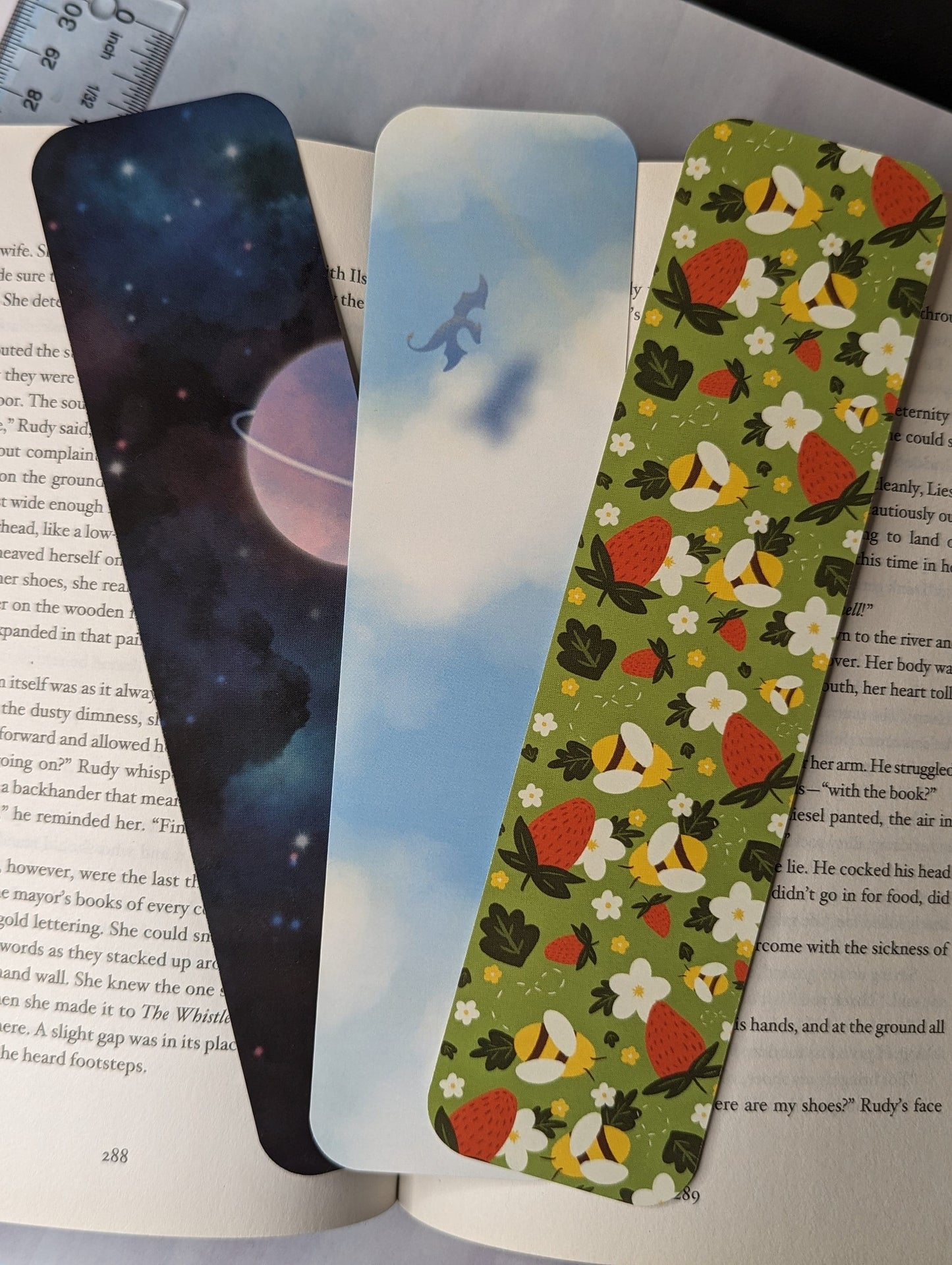 Galaxy and Planet Classic Style Bookmark 2inx8in, Blue Bookmark, Black Bookmark, Sci Fi Bookmark, Outer Space Bookmark
