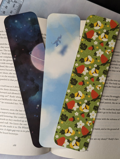 Flying Dragon Classic Style Bookmark 2inx8in, Blue Bookmark, Sky Bookmark, Fantasy Bookmark, Wyvern Bookmark